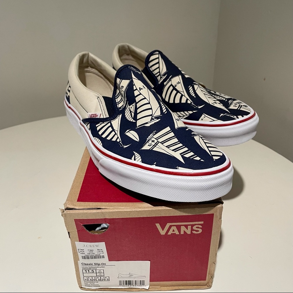 Vans for J.Crew slip-on in sailboat print 11.5